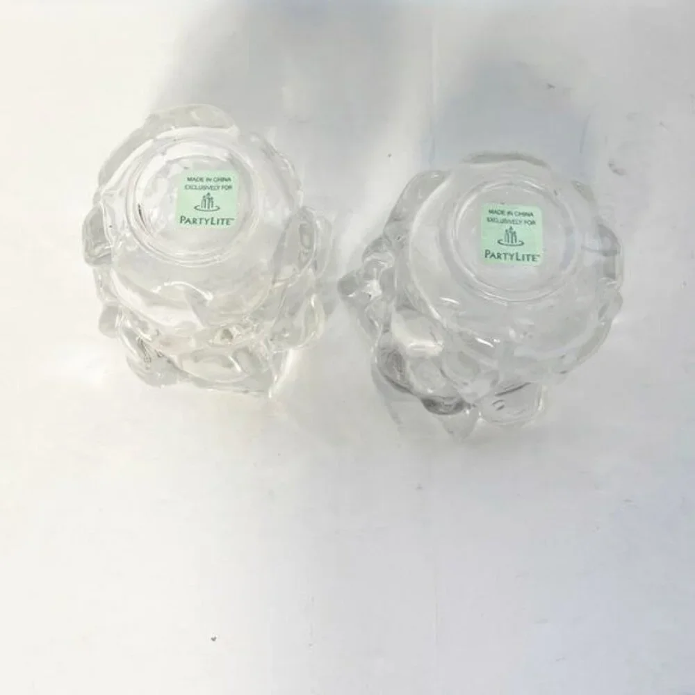 Partylite Glacier Lights Votive Candle Holders Set Of 2 Clear Glass Retired